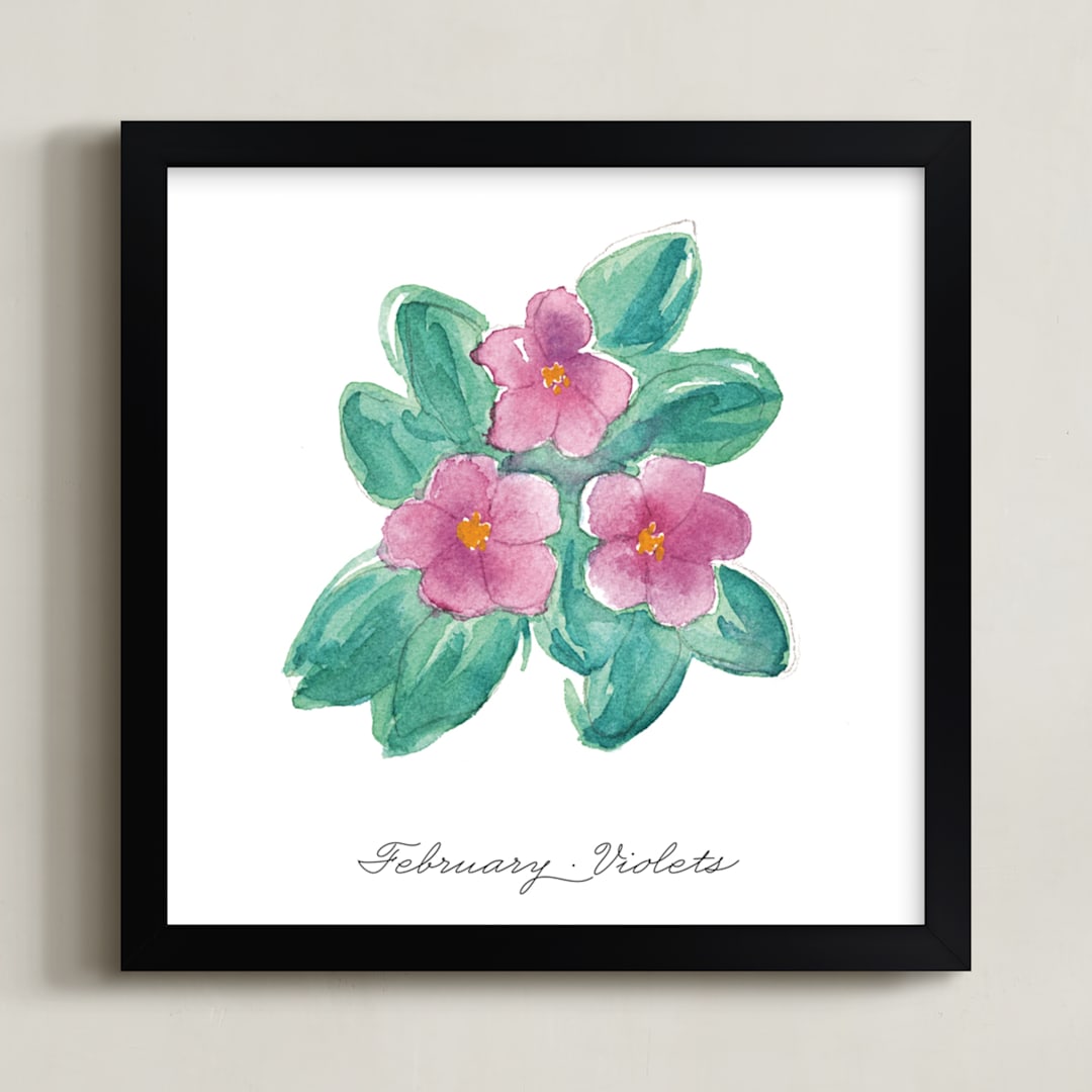 "February Violets" - Art Print in Violet by Liz Conley - Framed