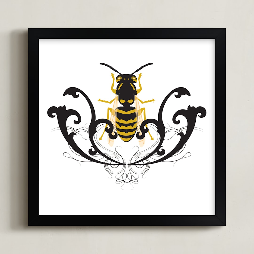 "Golden Beetle" - Art Print in Black & Gold by Katrina Leandro - Framed