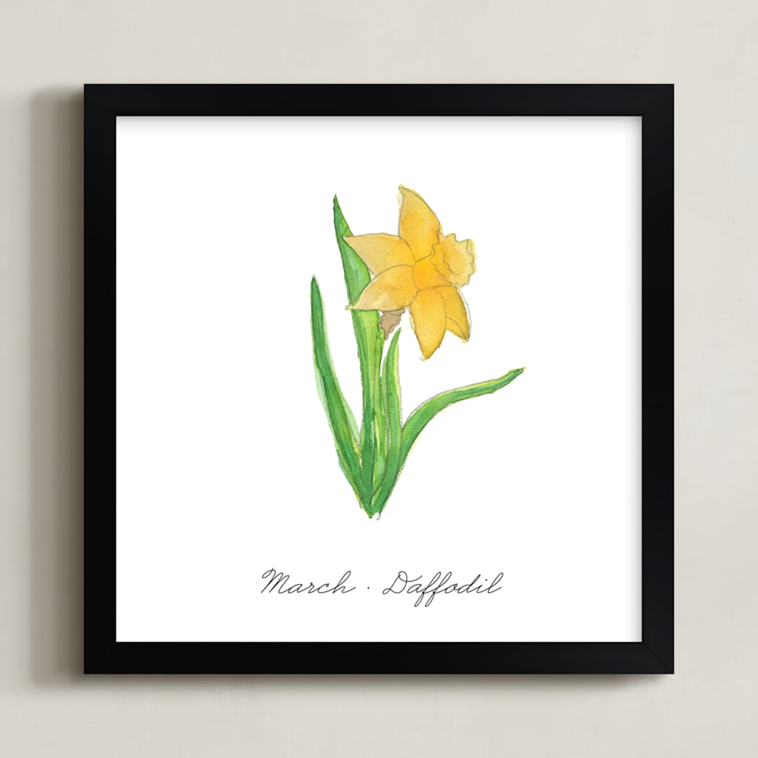 "March Daffodil" - Art Print in Daffodil by Liz Conley - Framed