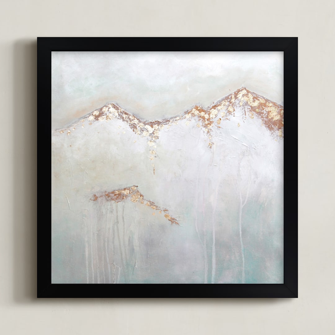 "Golden Winter" - Art Print in white and gold by Kat Roberts - Framed