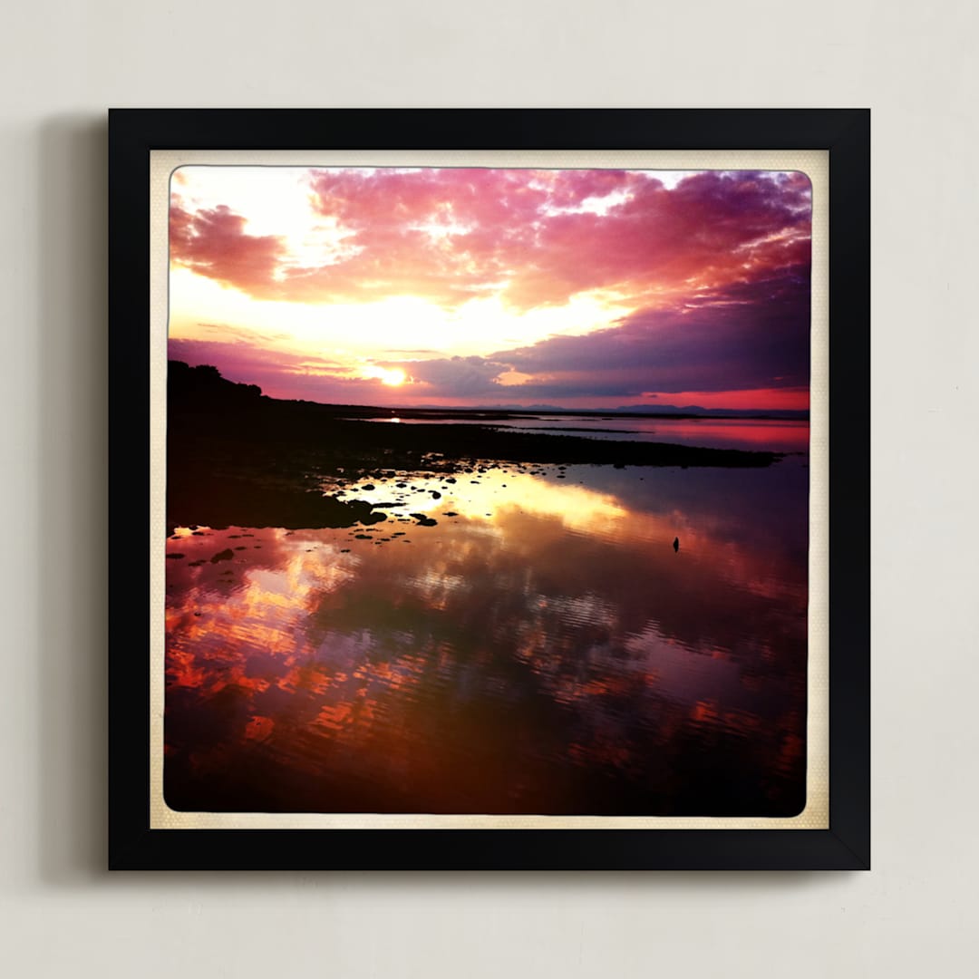 "Irish Sunset 2" - Art Print in sunset pink by Margaret Hine - Framed