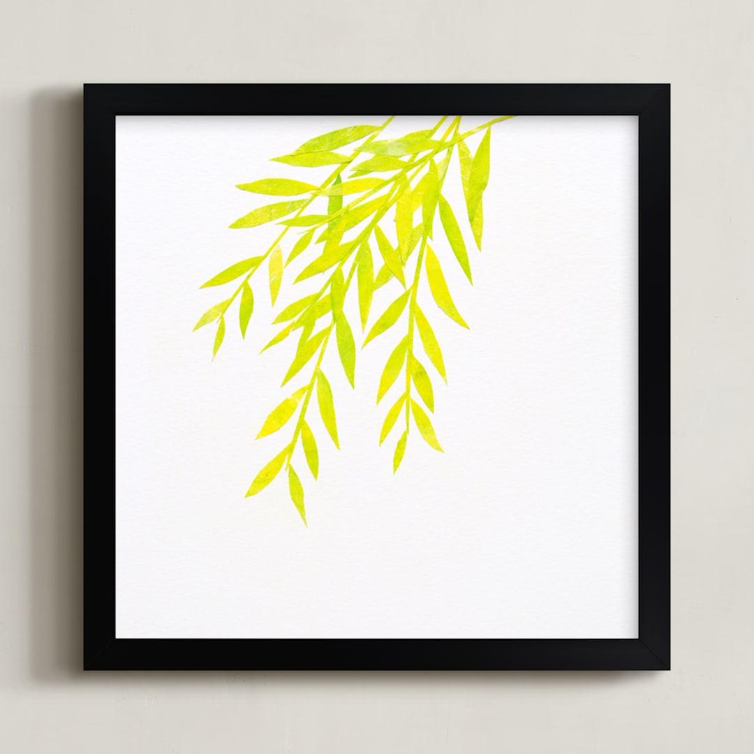 "Willows" - Art Print in Golden Green by Mia Posada - Framed