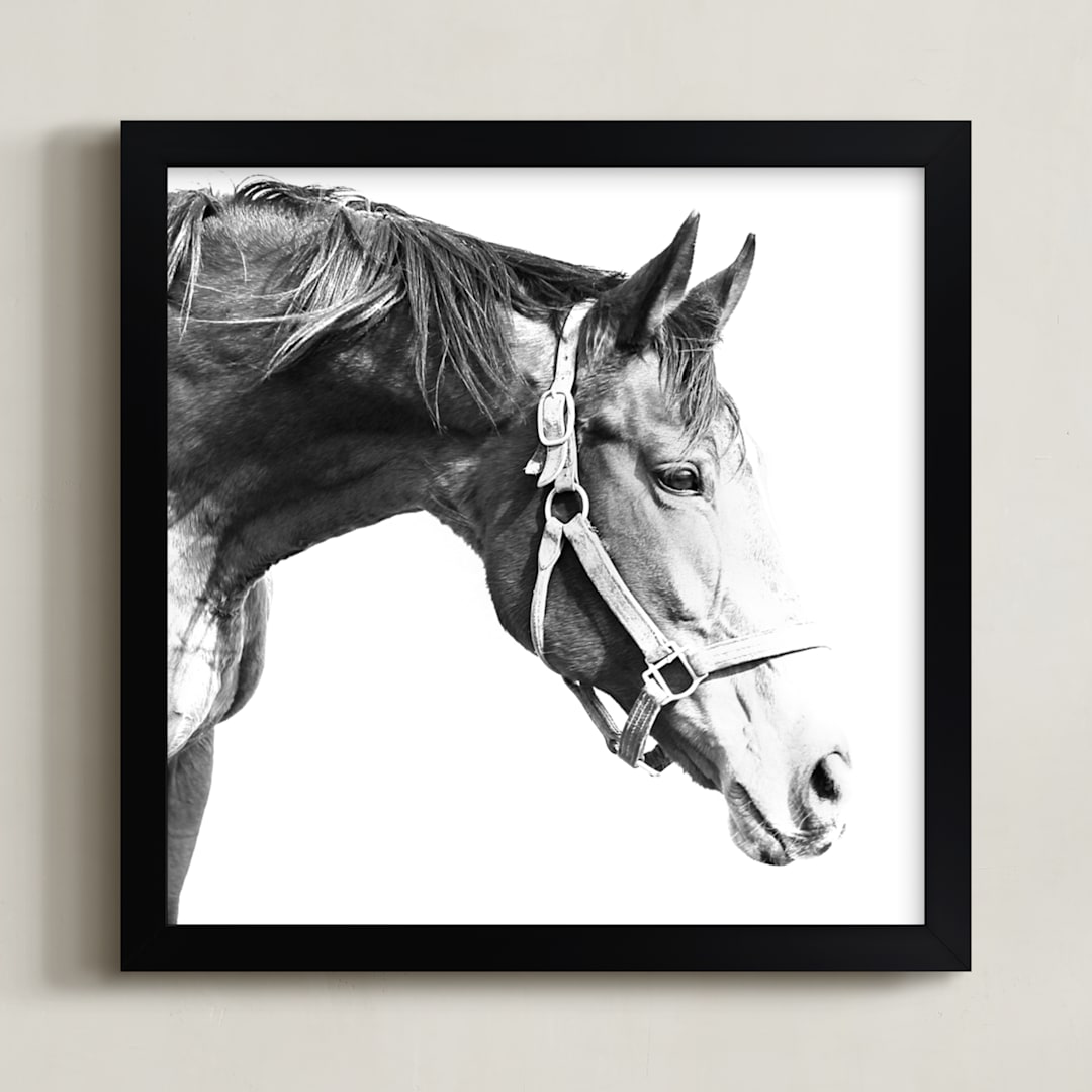 "Quiet Gaze" - Art Print in Dapple Grey by Karen Kaul - Framed