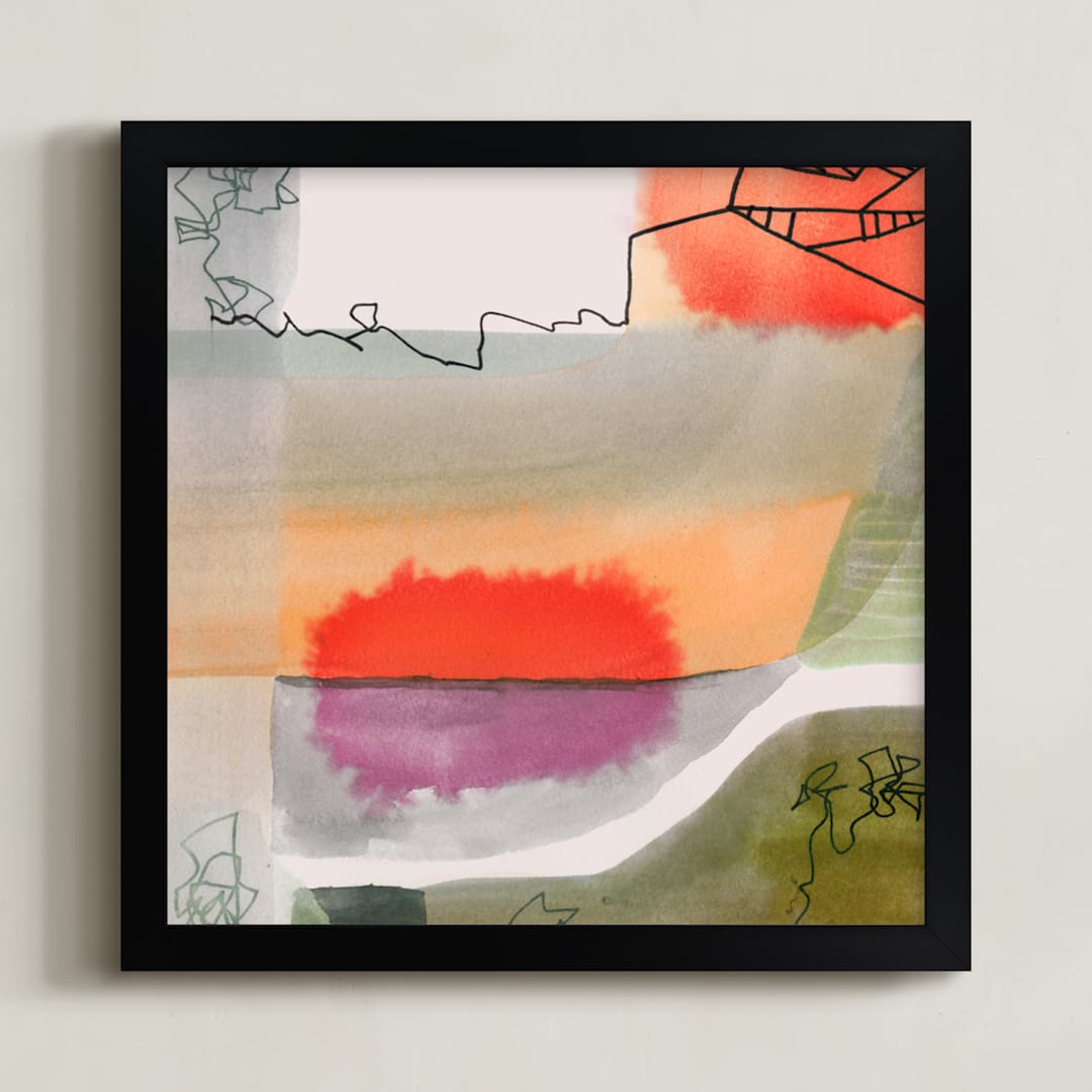 "Hopeless Wanderer" - Art Print in Orange by Amy Moen - Framed