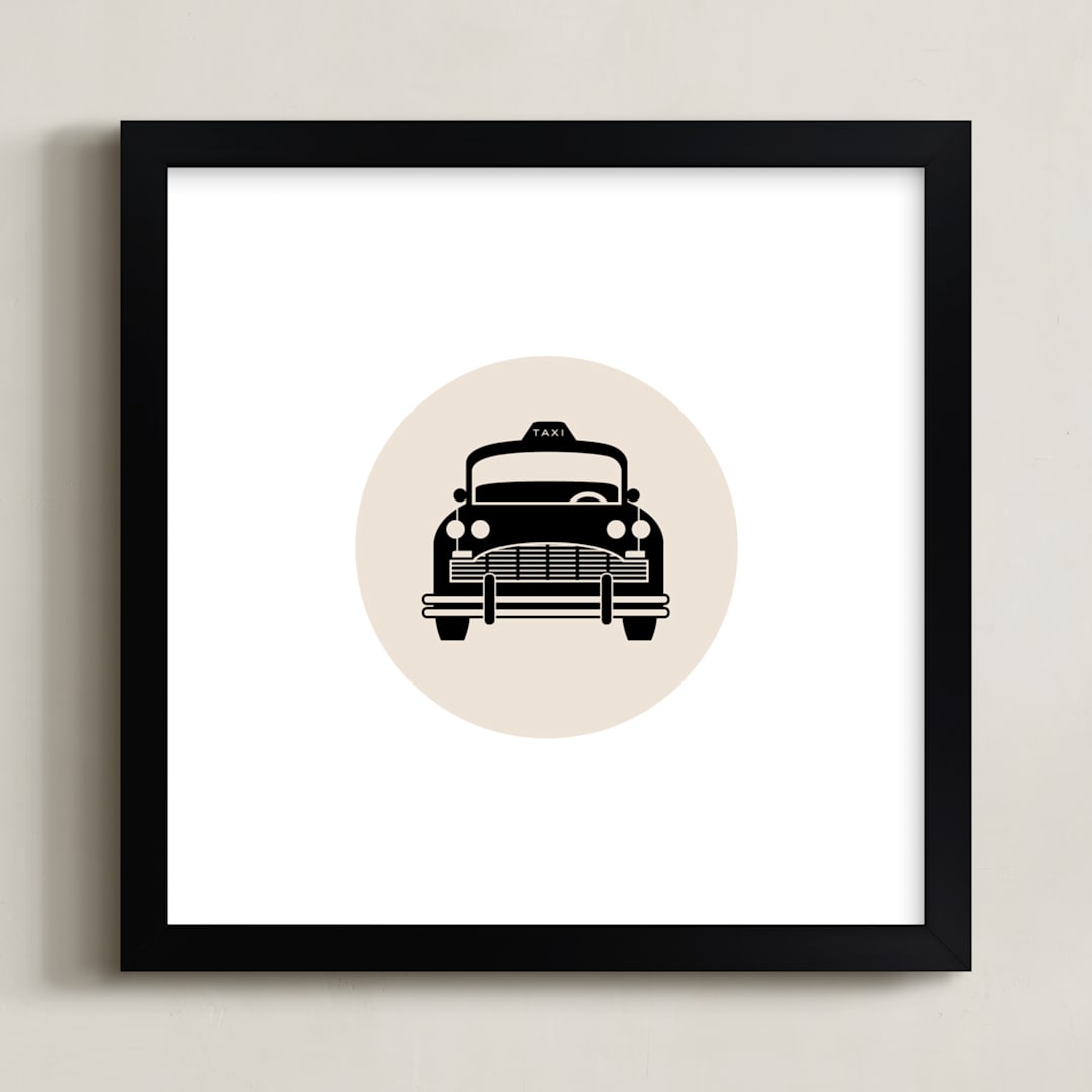 "Retro Taxi" - Art Print in Bone by Alaina Cherup - Framed