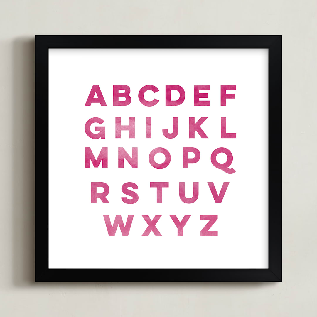 "Watercolor Alphabet " - Art Print in Princes Pink by Belia Simm - Framed