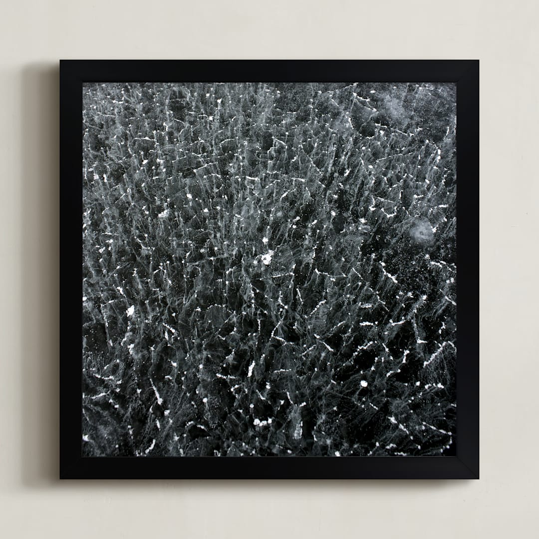 "Shattered Ice" - Art Print in Black by Jeff Preuss - Framed