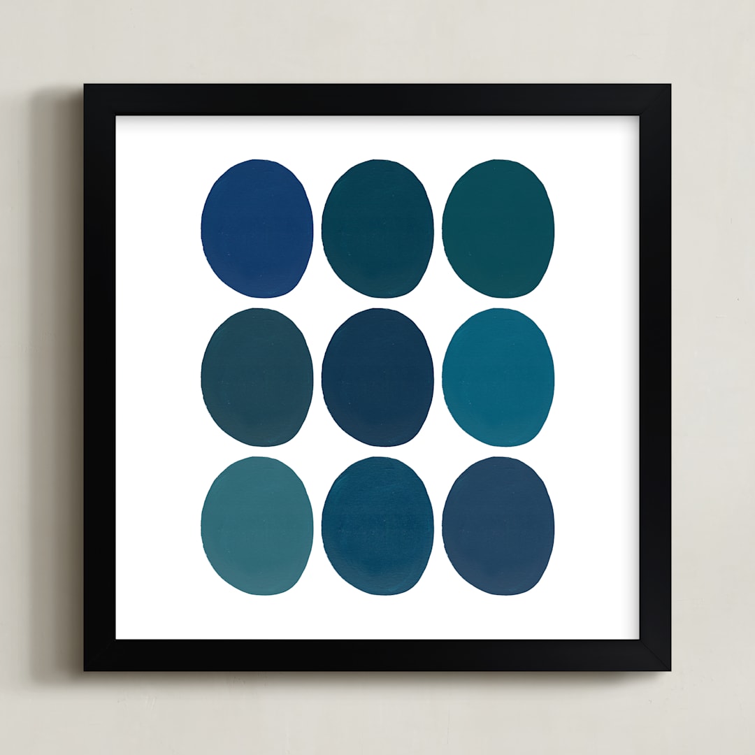 "Shades of " - Art Print in Muted Blue by Katie Craig - Framed