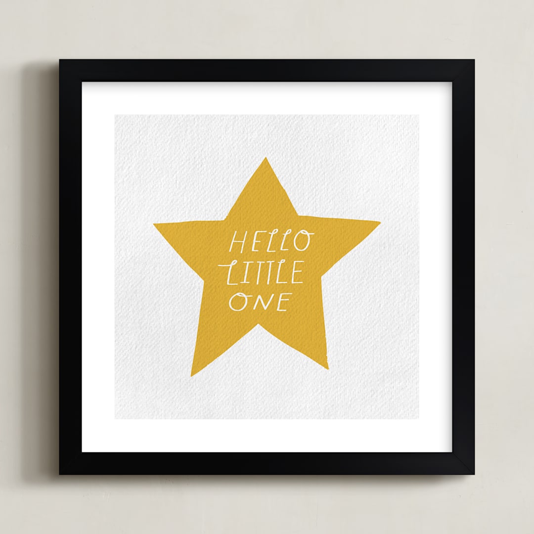 "Hello Little One" - Art Print in Mustard by Little Miss Missy - Framed