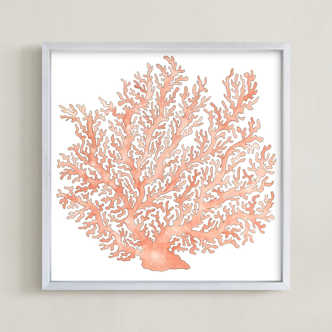 "Painted Coral" - Art Print in Coral by Natalie Groves - Framed