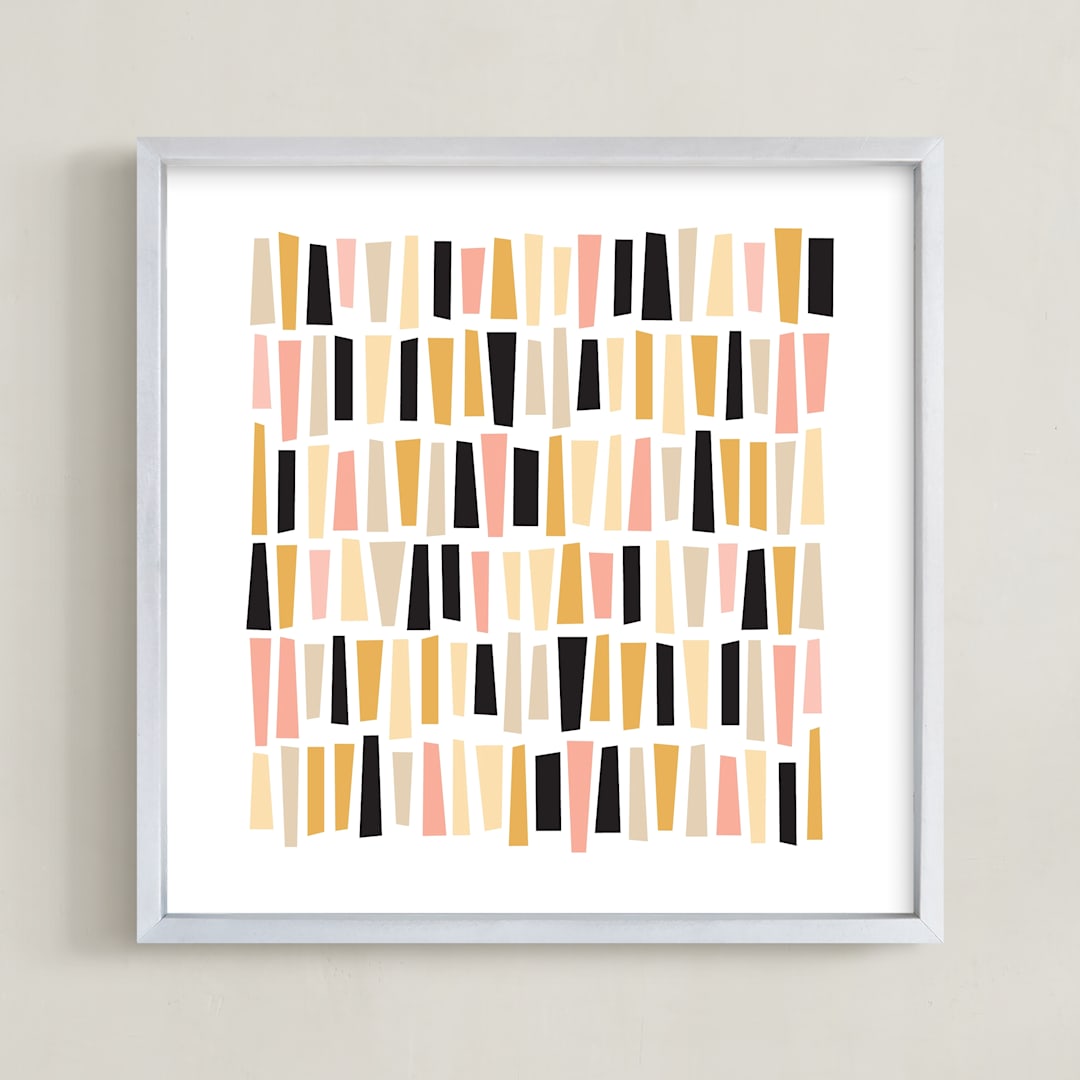 "In A Row" - Art Print in Warm Blush by Annie Clark - Framed