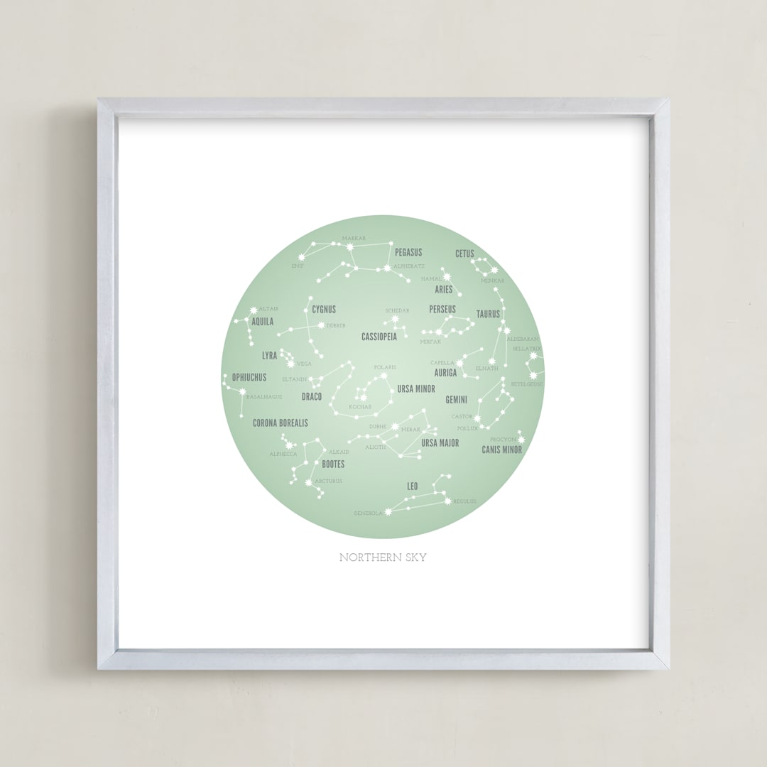"Northern Sky" - Art Print in Mint by Jessie Steury - Framed