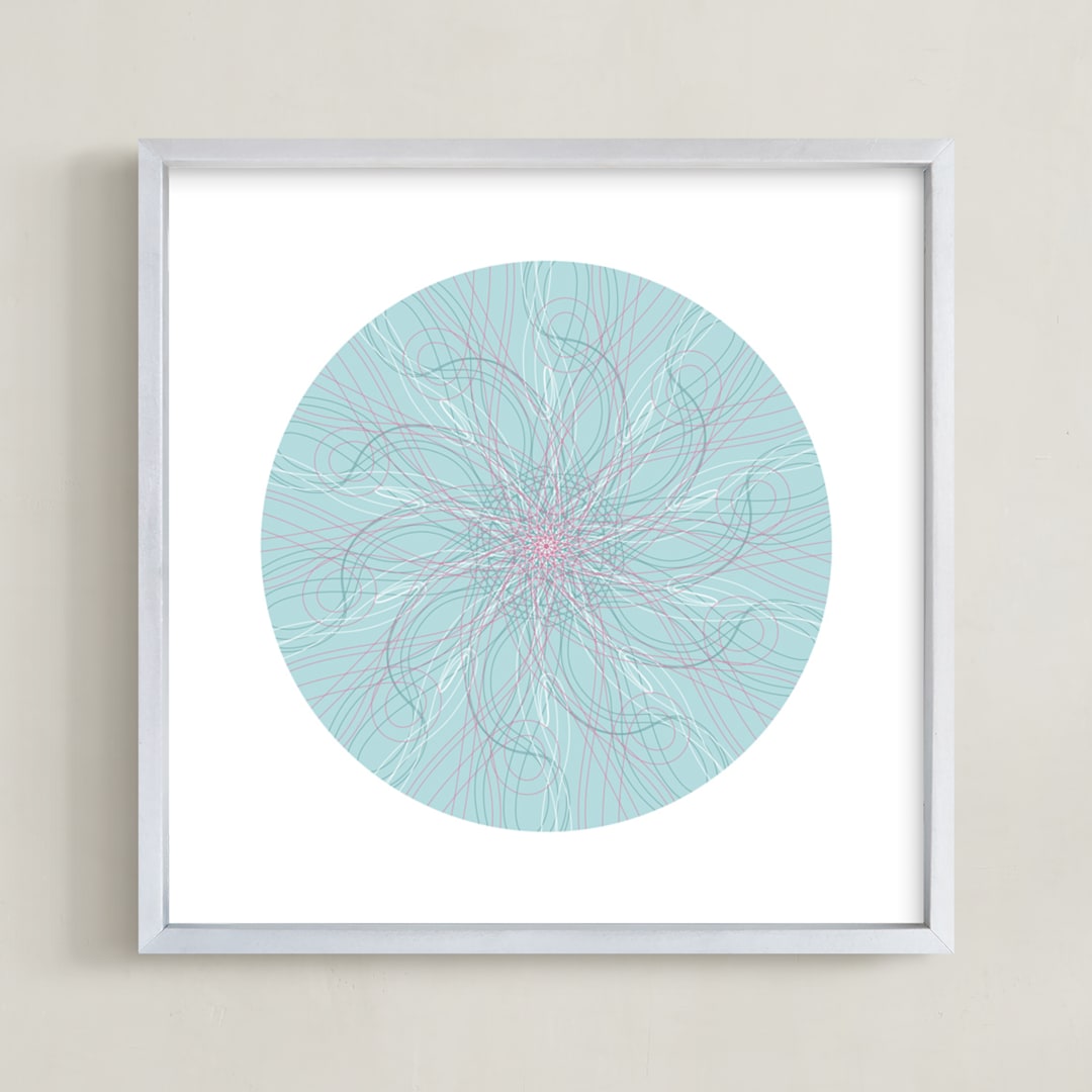 "Planet no.6 Mood" - Art Print in Duck Egg Blue by Jan Shepherd - Framed