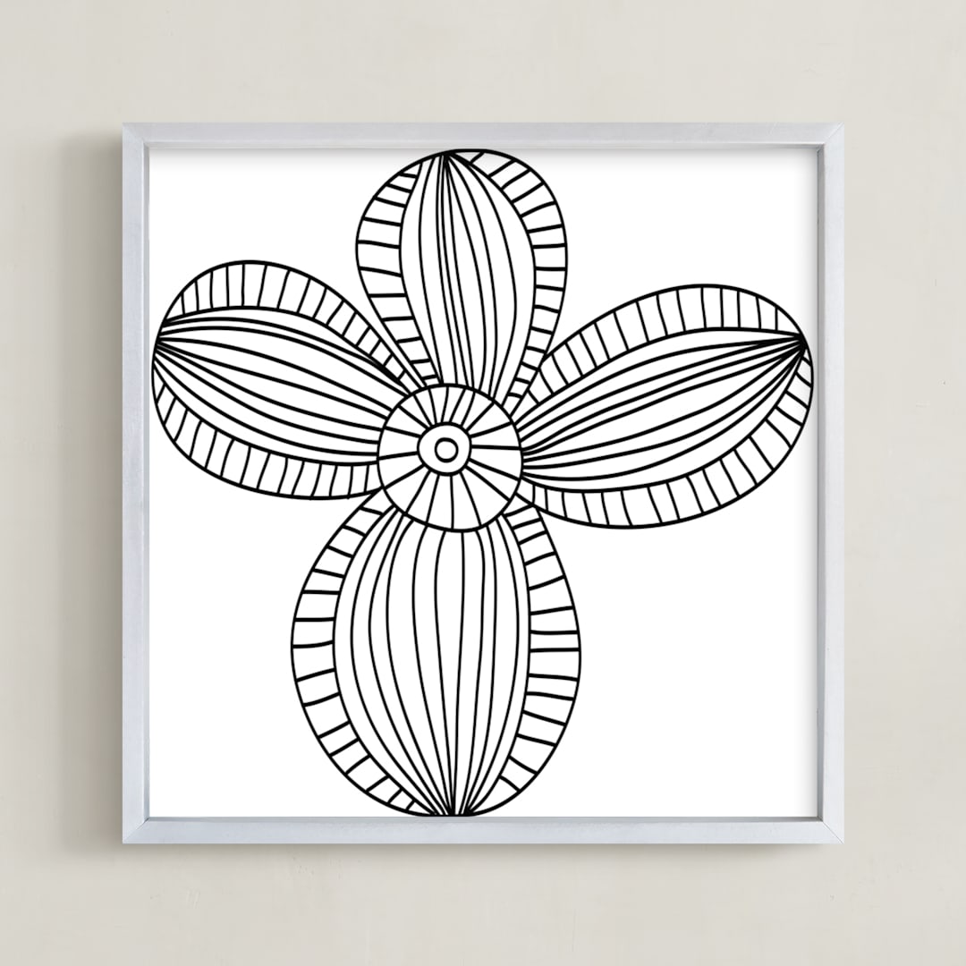 "floral stripes" - Art Print in black by Ramoncita - Framed