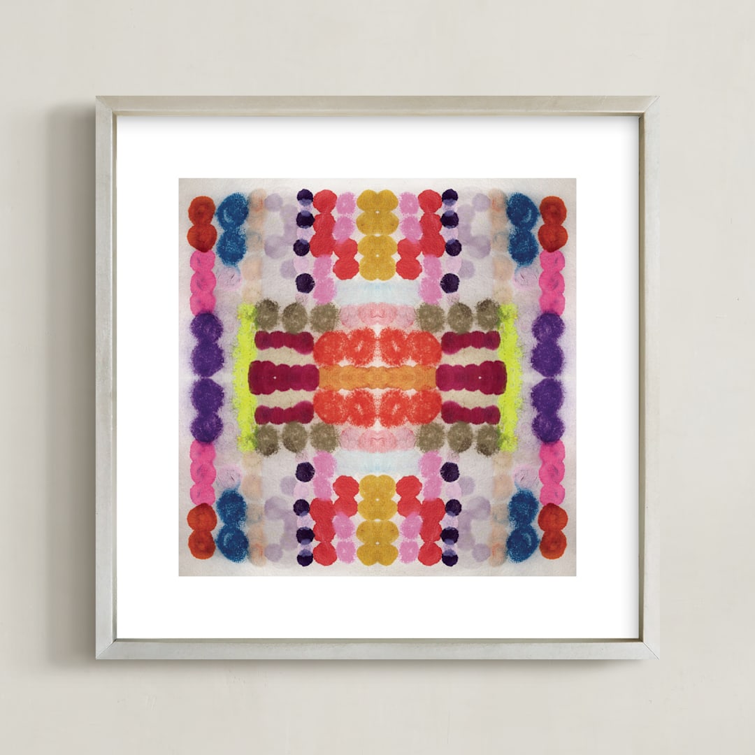 "Dippin Dot Squared No 3" - Art Print in Cobalt Blue by HAPI ART - Framed