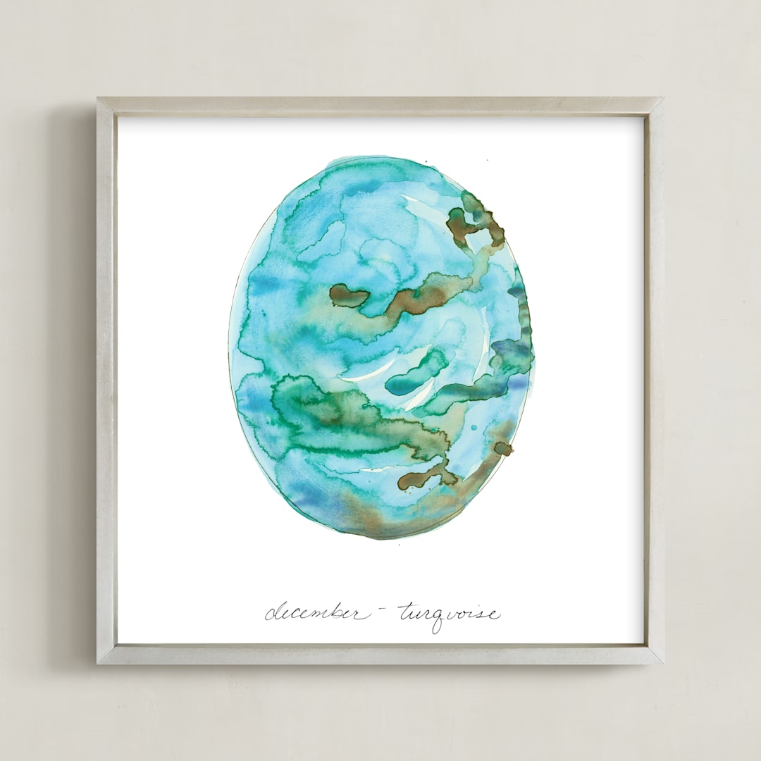 "December - Turquoise" - Art Print in Turquoise by Naomi Ernest - Framed