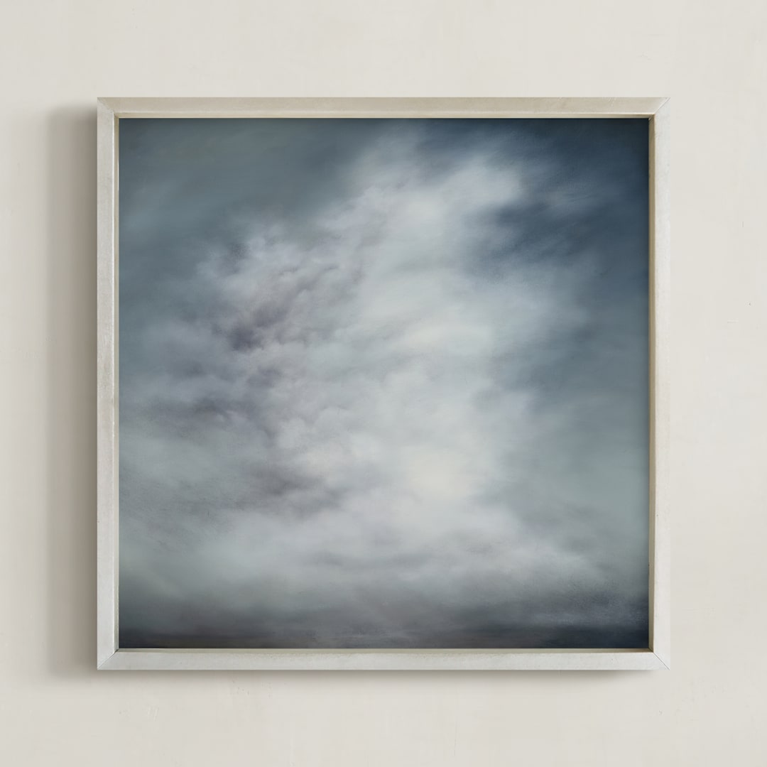 "Moment of Pause" - Art Print in neutral greys by Kelly Money - Framed