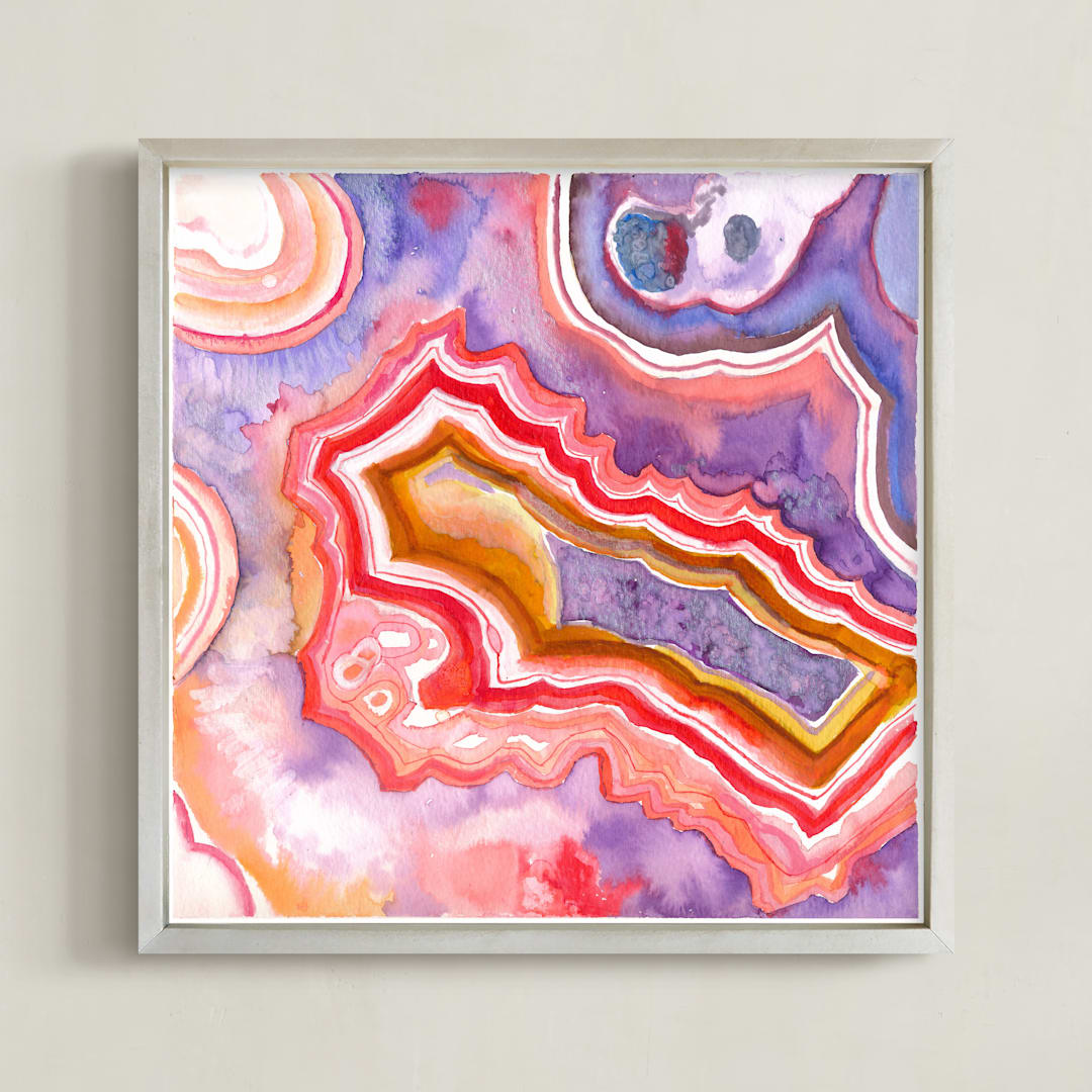"Abstract Agate" - Art Print in Purple Red by Laura Rodil - Framed