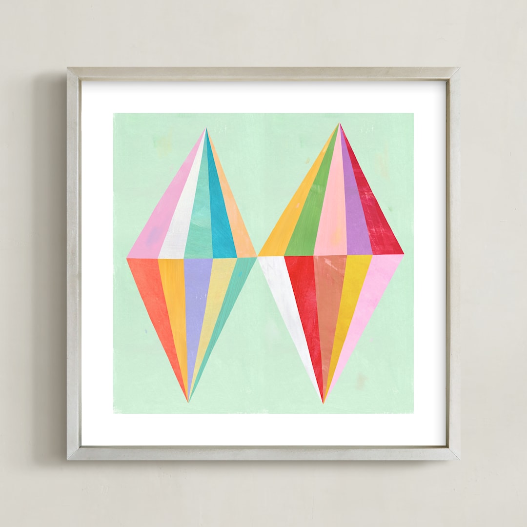 "Two Diamonds" - Art Print in Mint by melanie mikecz - Framed