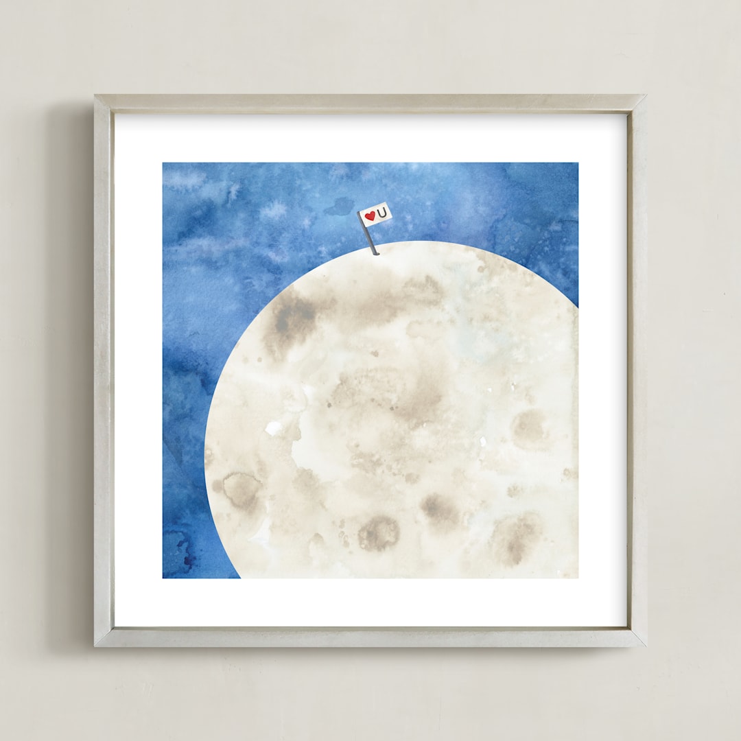 "Moon And Back" - Art Print in Midnight by Lindsay Megahed - Framed