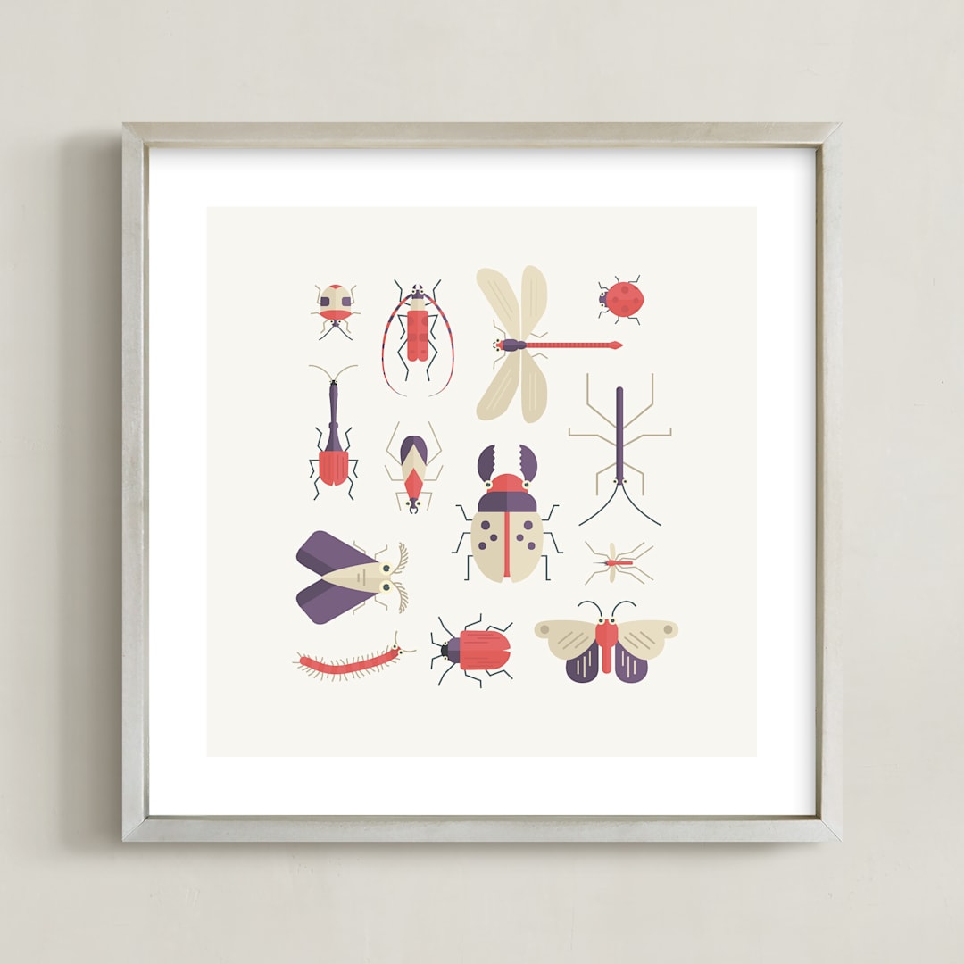 "Bugs Squared" - Art Print in Sand by Dawn Jasper - Framed
