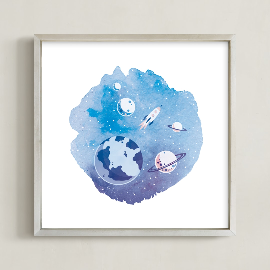 "Exploration" - Art Print in White by amanda lawrence - Framed