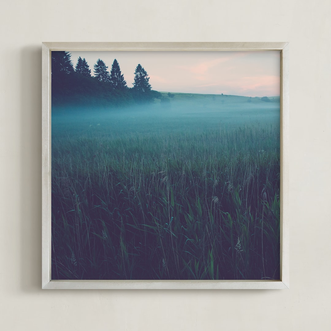 "MYSTERY TRIPTYCH COLOR I" - Art Print in Deep blue by Lying on the grass - Framed