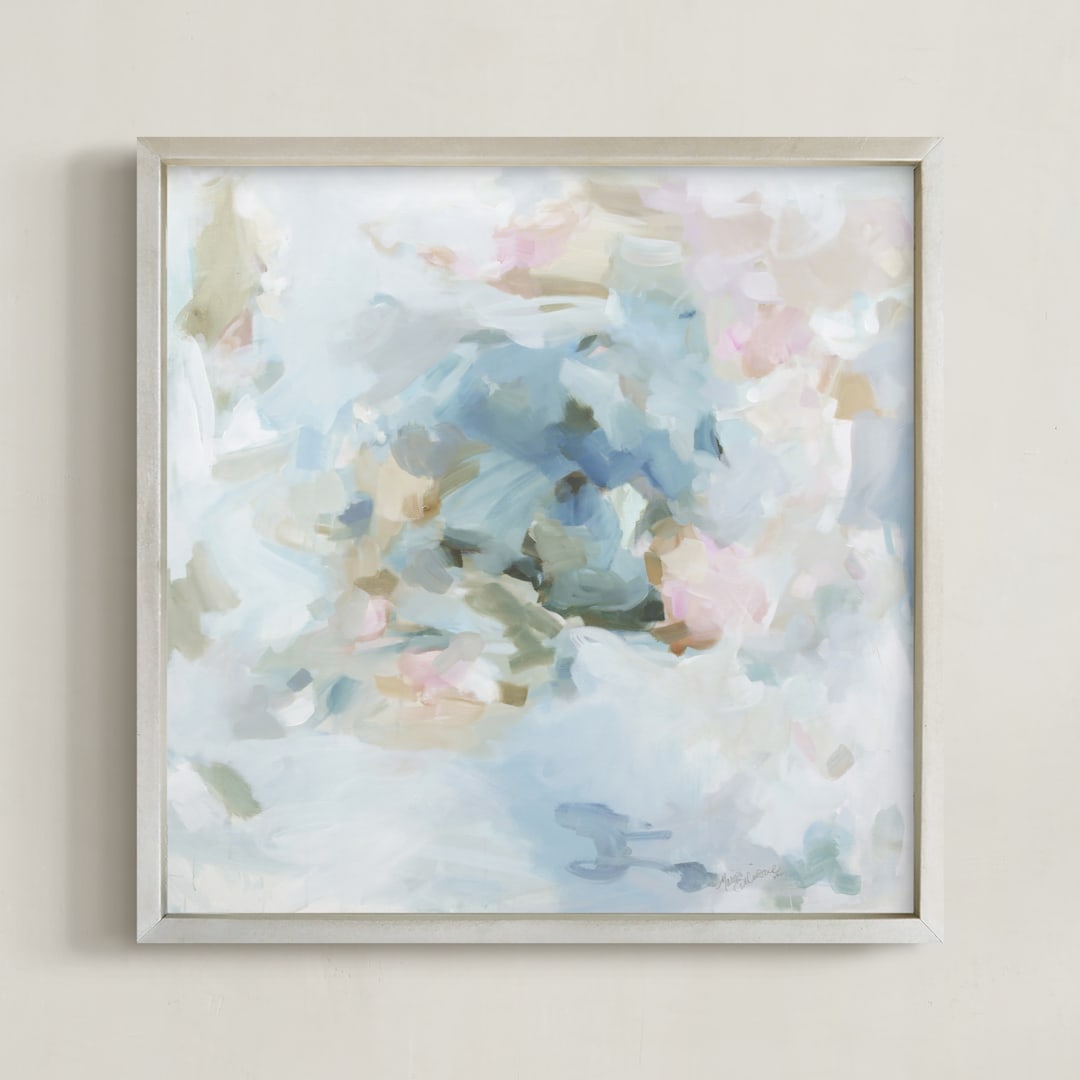 "Bouques Light" - Art Print in muted blues by Marissa DeCinque - Framed