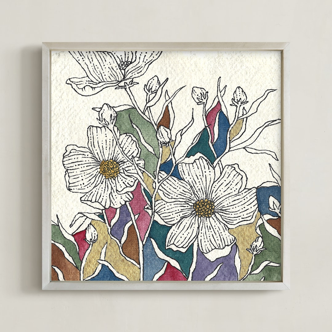 "Garden of Dreams" - Art Print in Meadow Green by Rushmi - Framed