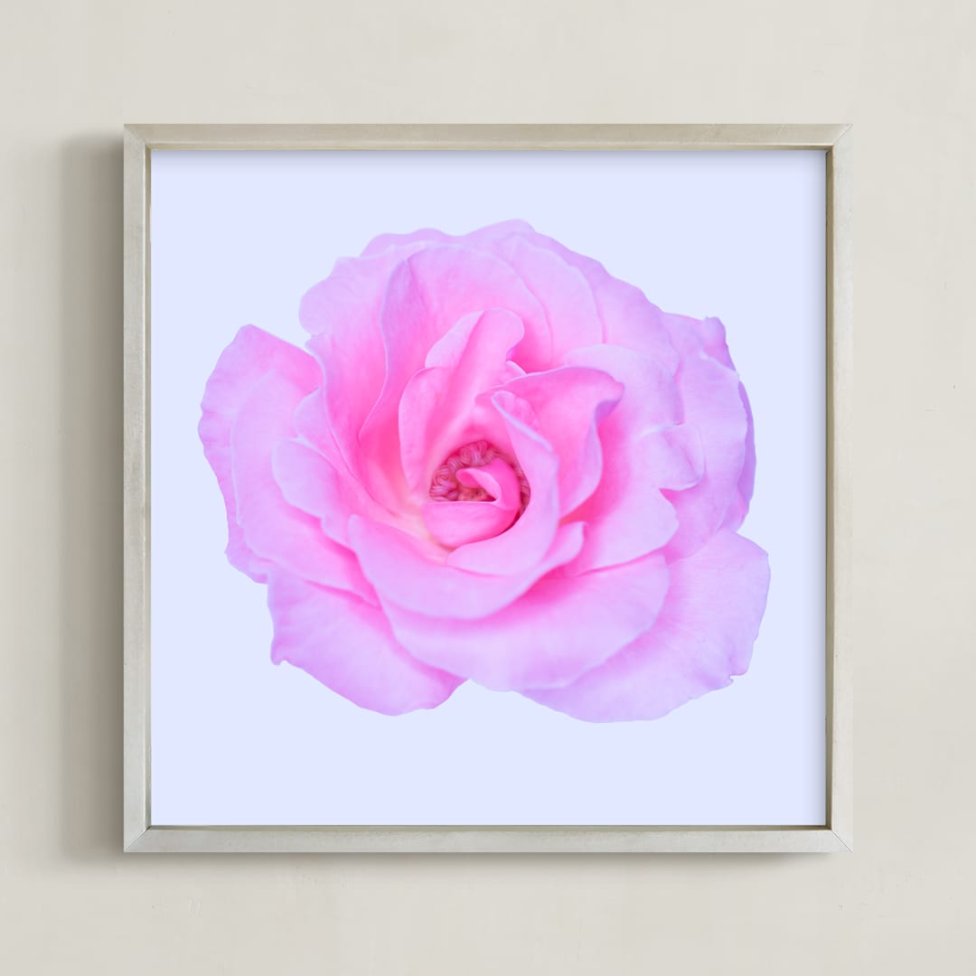 "Preppy Pink Rose" - Art Print in Preppy Pink by IGGI - Framed
