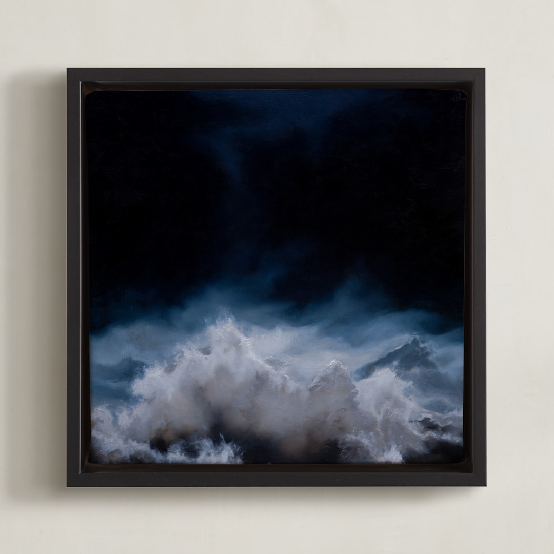 "Stormy Sea" - Art Print in Mist by Emily Morris - Framed Canvas