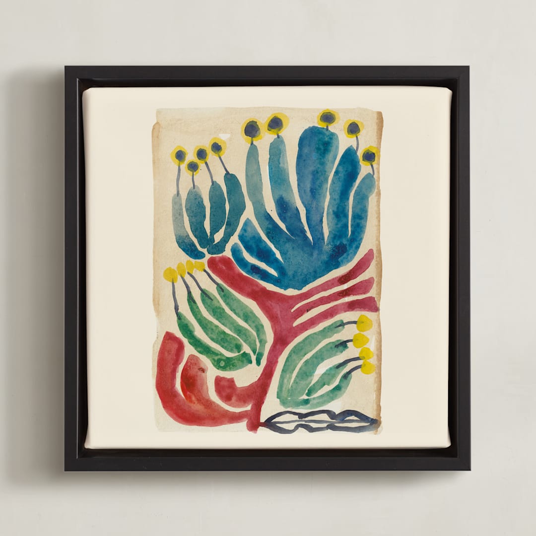 "Magical Plants N.2" - Art Print in Brick Red by Catilustre - Framed Canvas