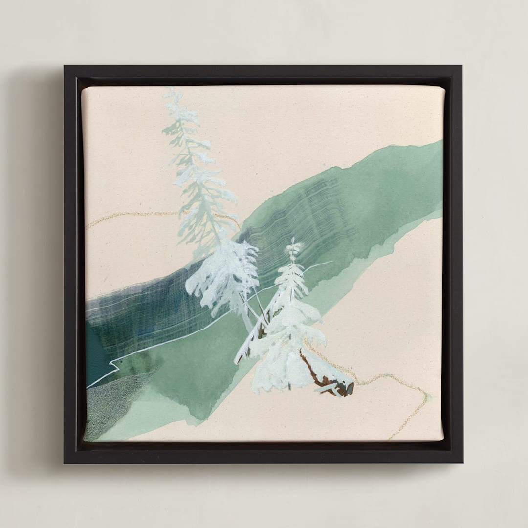 "A Way Through Here 2" - Art Print in Dusty Green by Jamie J. Kim - Framed Canvas
