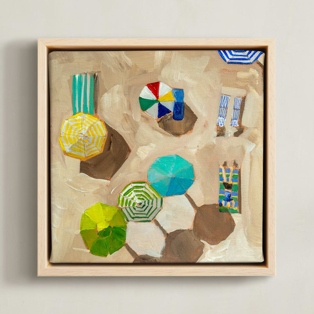 "Beach Day 2" - Art Print in Lime by Lisa Grizaniuk - Framed Canvas