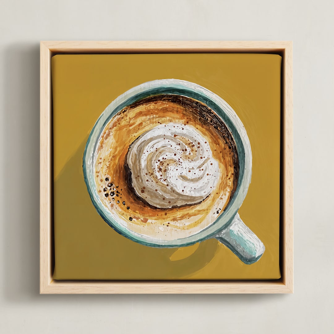 "From The Top 3" - Art Print in Yellow Ochre by Amber Piacentine - Framed Canvas