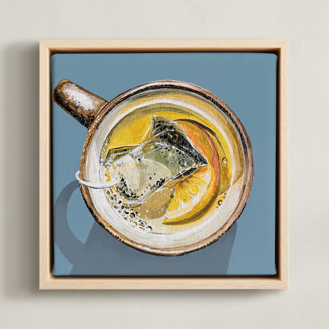 "From The Top 1" - Art Print in Dusty Blue by Amber Piacentine - Framed Canvas
