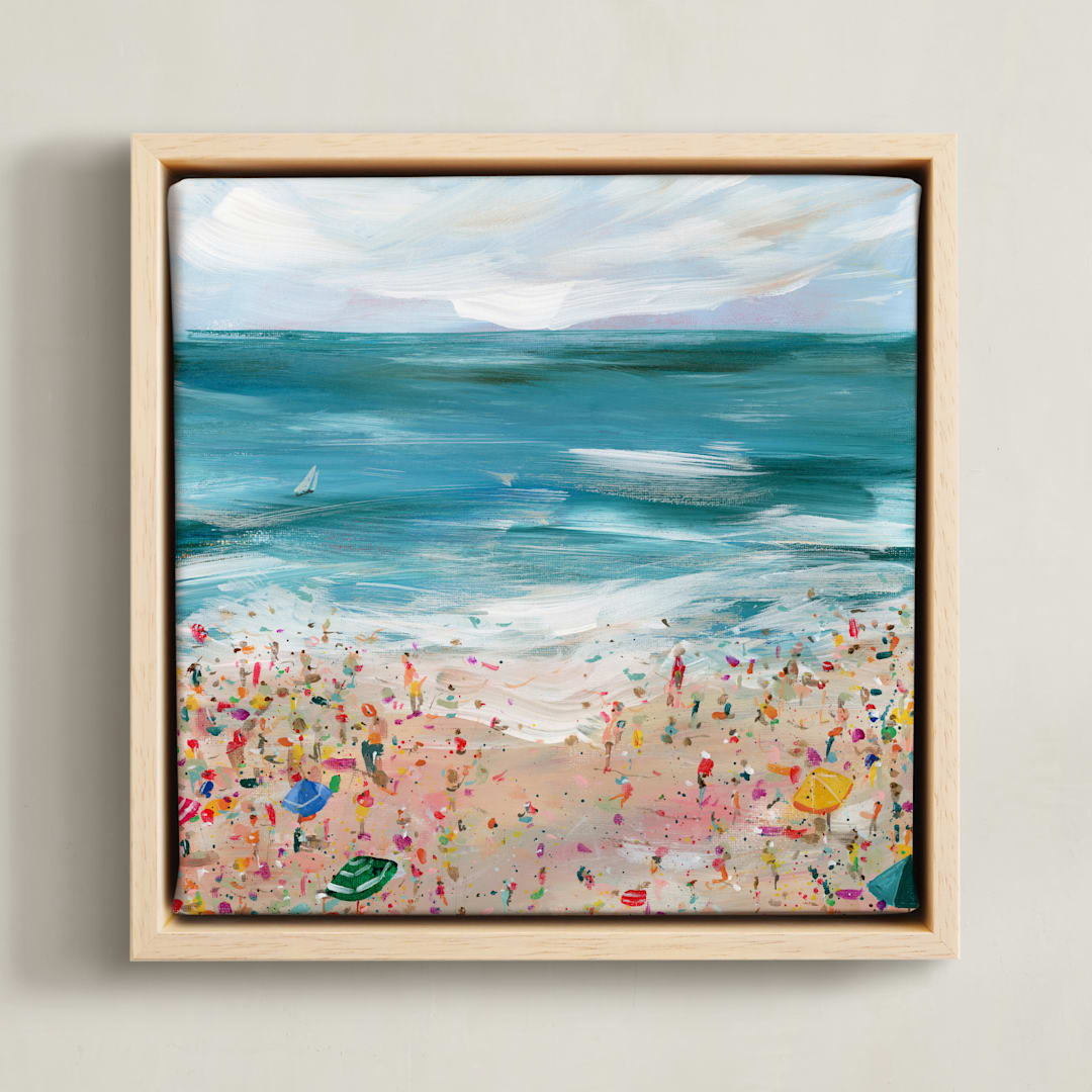 "Everyone Had the Same Idea" - Art Print in Turquoise by Lindsay Megahed - Framed Canvas