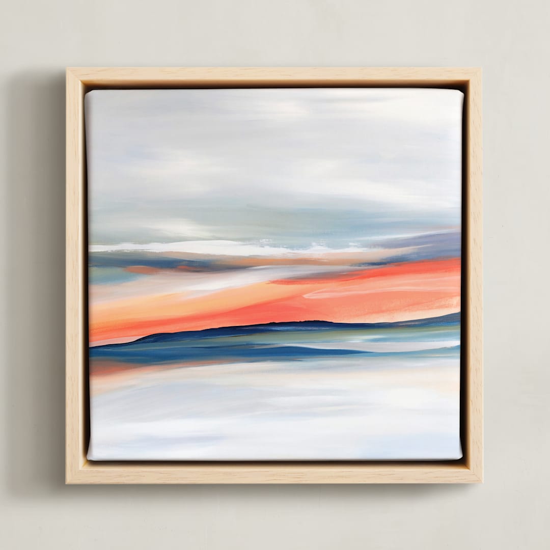 "Thinly Veiled" - Art Print in Coral by Mya Bessette - Framed Canvas