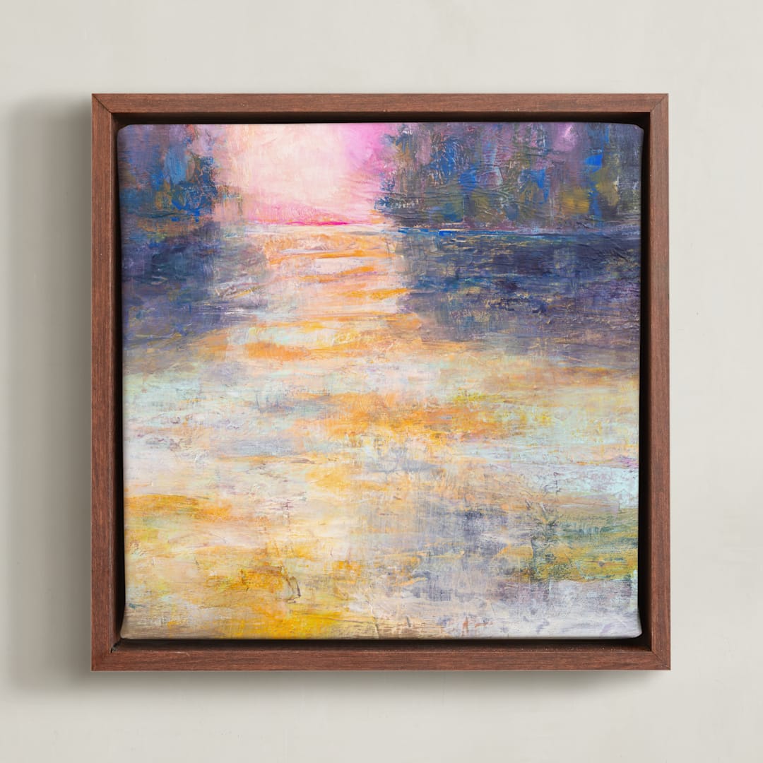 "Dusk Glow" - Art Print in Sunset Orange by Jacquelyn Sloane Siklos - Framed Canvas