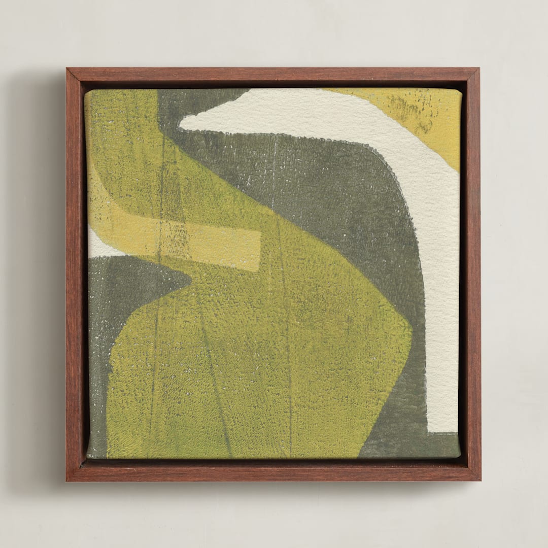 "Tumbling 1" - Art Print in Olive by Carrie Moradi - Framed Canvas