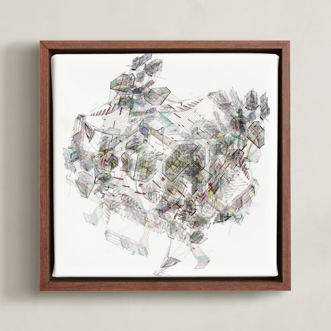 "Ginza Abstraction Part Three" - Art Print in Red by Johnathon Smith - Framed Canvas