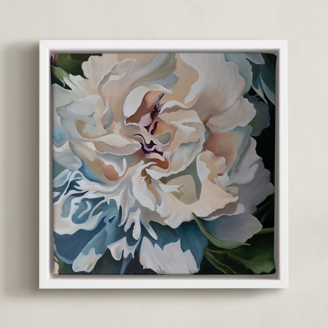 "Shadow Blues 2" - Art Print in Cool Blues by Mandy Trimble Leonard - Framed Canvas