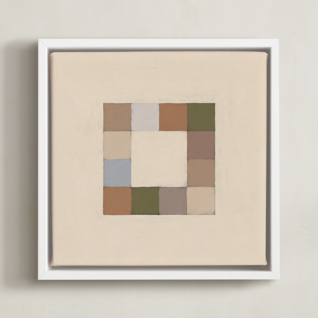 "Squares" - Art Print in Ginger Beige by Alisa Galitsyna - Framed Canvas