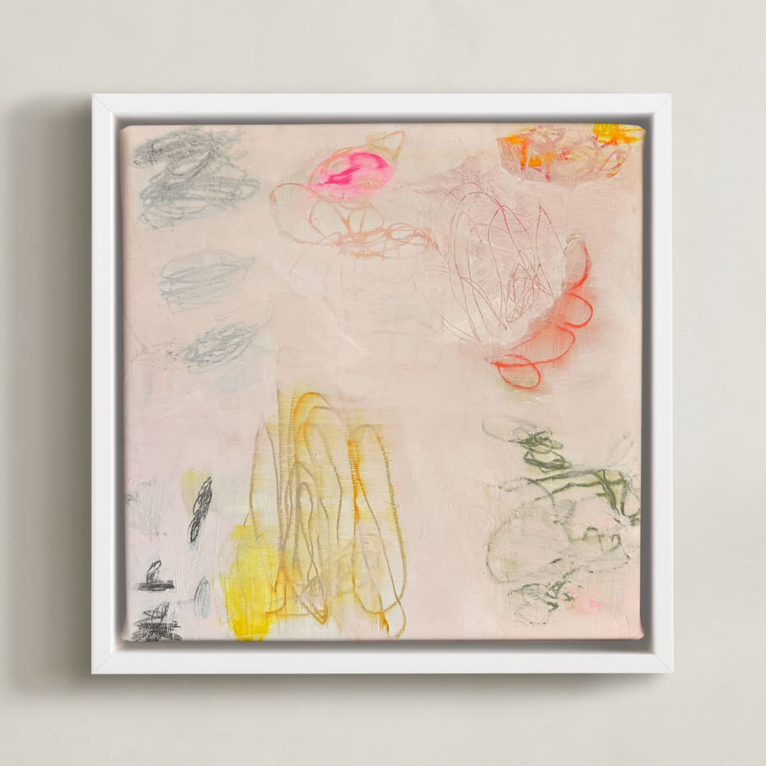 "There Are Not Many Who Remember" - Art Print in The Palest Pinky Peach by tina johnson - Framed Canvas