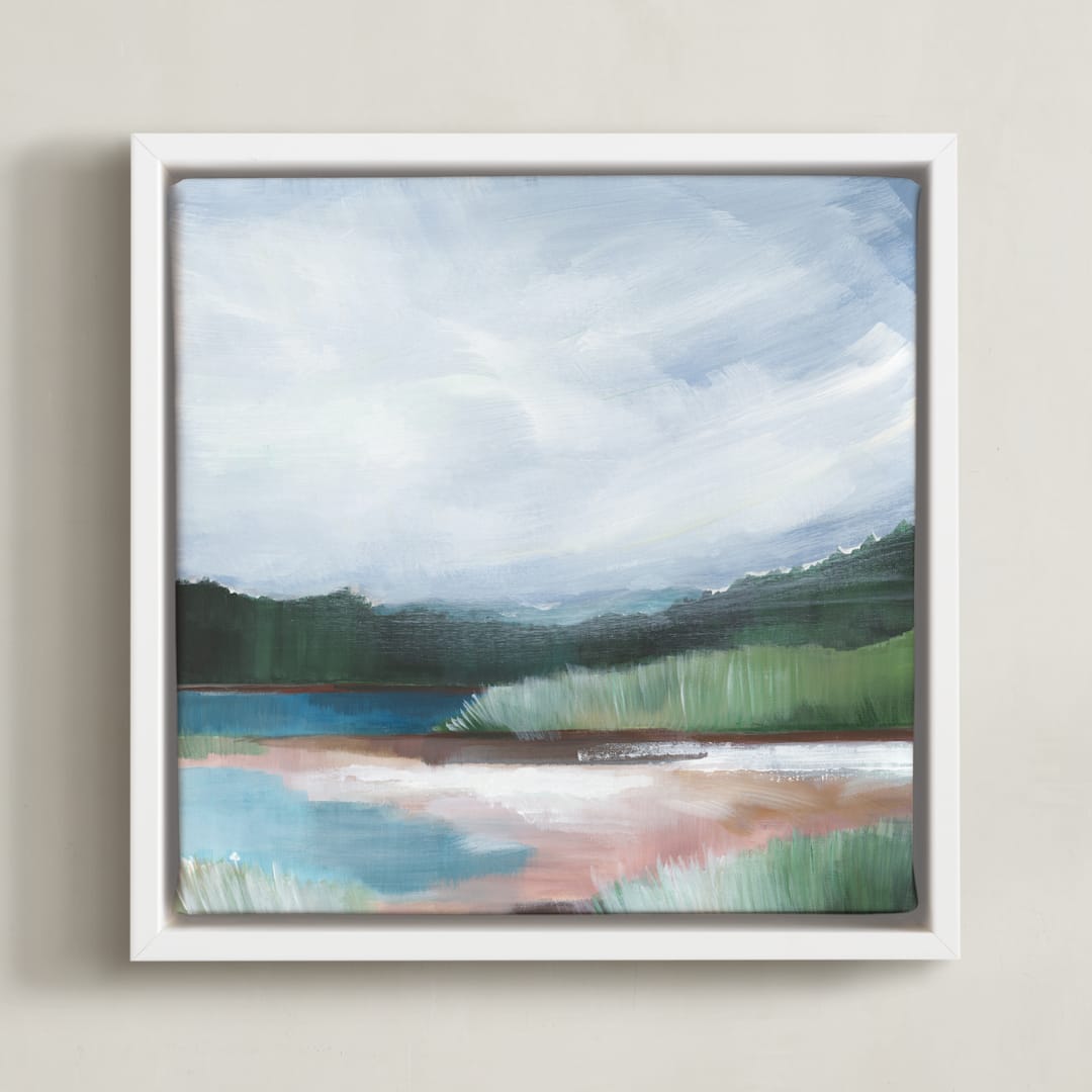 "Torrey Pines II" - Art Print in Pine Blue by AlisonJerry - Framed Canvas