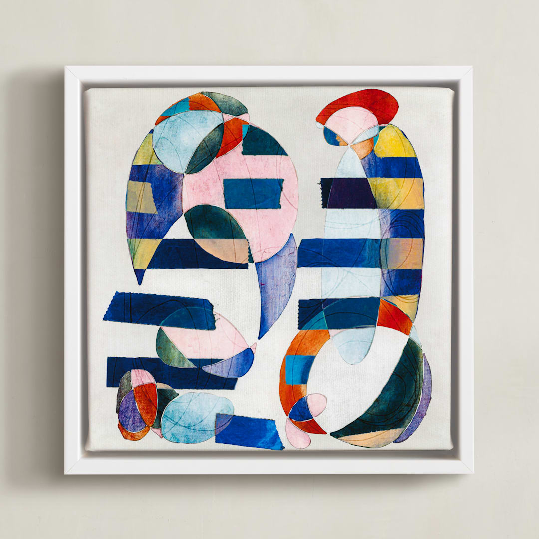 "Circus Family" - Art Print in Lapis by Pamela Viola - Framed Canvas