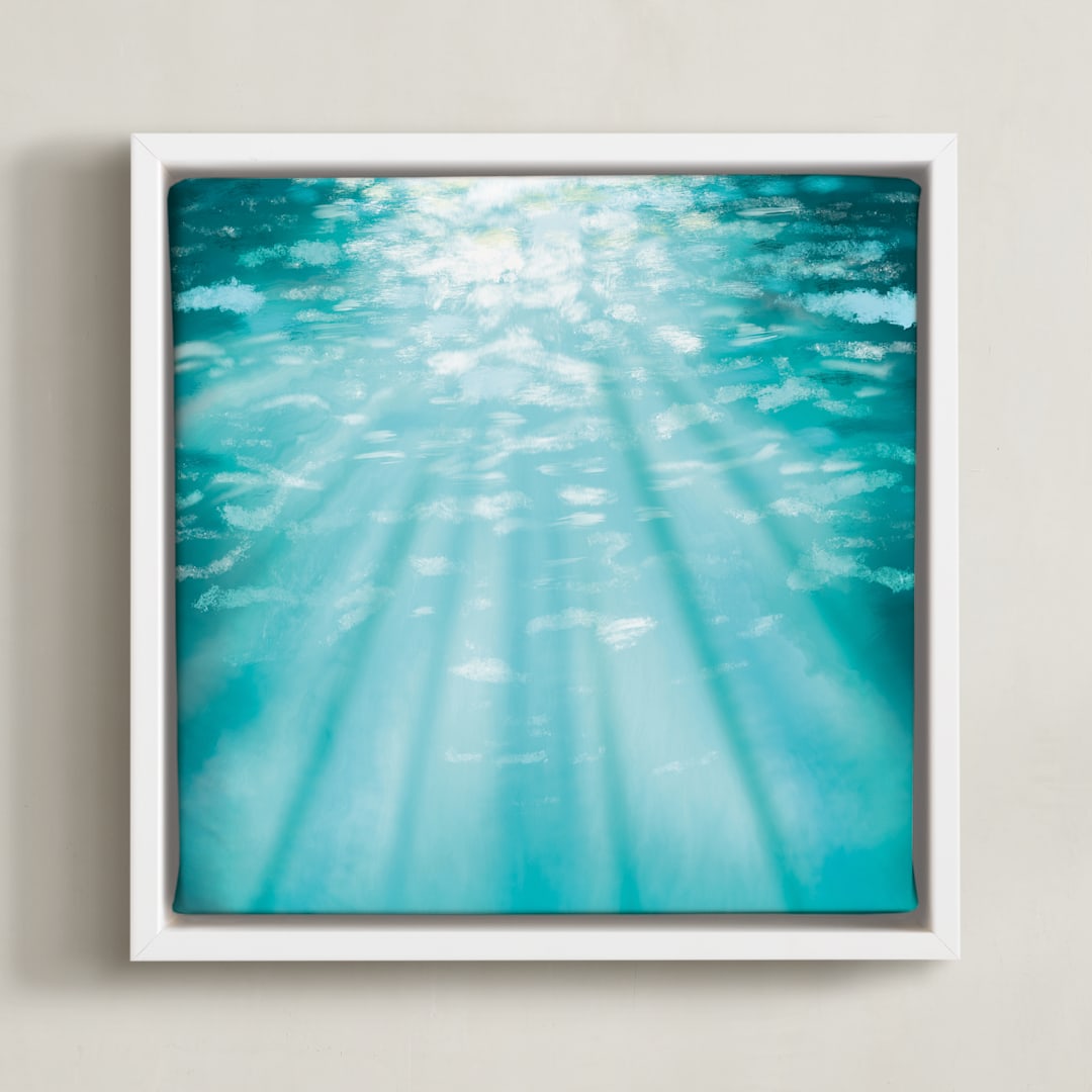 "Ocean Sunlight" - Art Print in Calypso Blue by Paula Pecevich - Framed Canvas