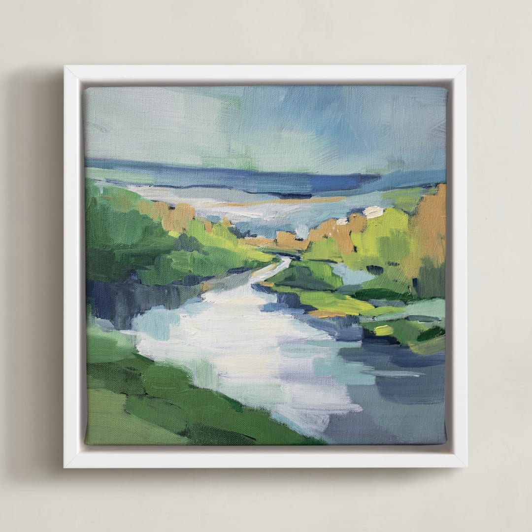 "River Flow" - Art Print in La mer by Alysia Quisenberry - Framed Canvas