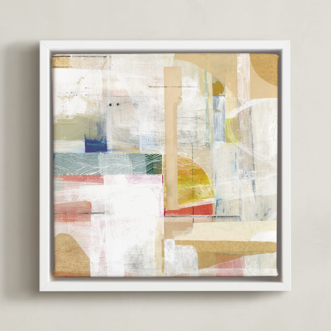 "Rising Sun" - Art Print in Cream by Katie Wahn - Framed Canvas