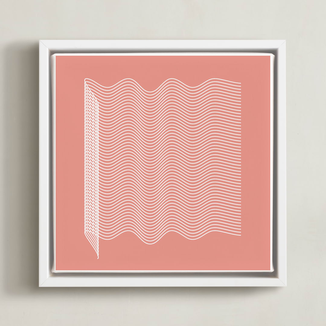 "pink and lines mid" - Art Print in coral pink by Marco Berrios - Framed Canvas